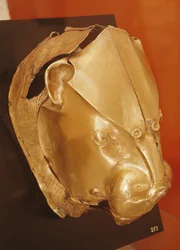 Löwenkopfrhyton, aus Grabkreis A, Mykene, ca. 16. Jahrhundert v. Chr. (Gold)
